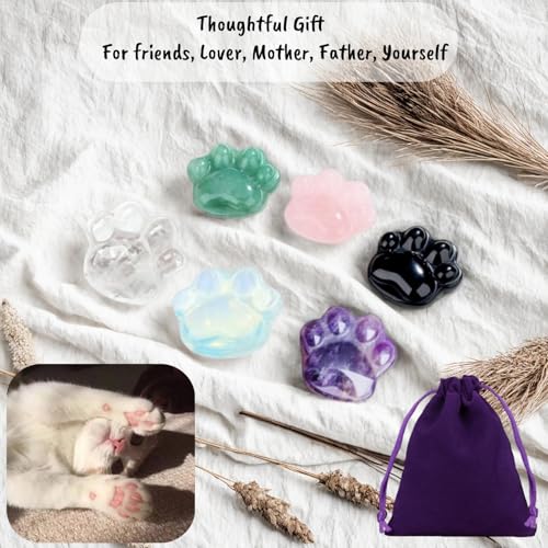 AITELEI Obsidian Cat Paw Crystals and Healing Stones, Natural Stone for Anxiety Relief, Worry Stones for Stress Relief, Unique Crystal Figurines Gift for Crystal Cat Lovers Women Men (Obsidian)