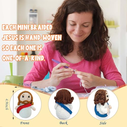 Mini Crochet Jesus Figures Gifts for Women Faith Cute Jesus Plush Christian Stuff Prayer Room Essentials Easter Basket Religious Gifts for Kids Christian Gift for Easter, Birthday 05 Red