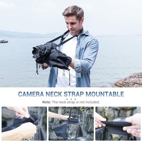 Waterproof Camera Rain Cover for Nikon Canon Sony Fujifilm (w Openable Window)BLACK
