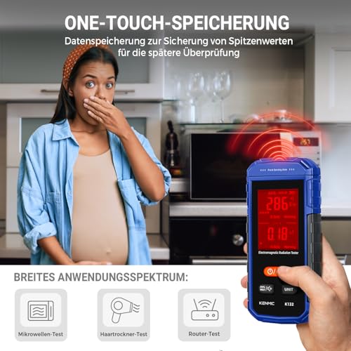 EMF Meter, EF/MF Detector - Blue | Rechargeable EMF meter, portable hand-held electromagnetic fields, digital LCD display