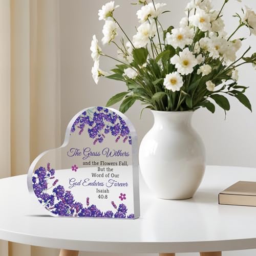 Christian Bible Verse Gift Christian Inspirational Gifts for Women Acrylic Heart Plaque Religious Gifts for Friend Scripture Gift Christmas Birthday Graduation Presents for Girls Desk Decorative Sign