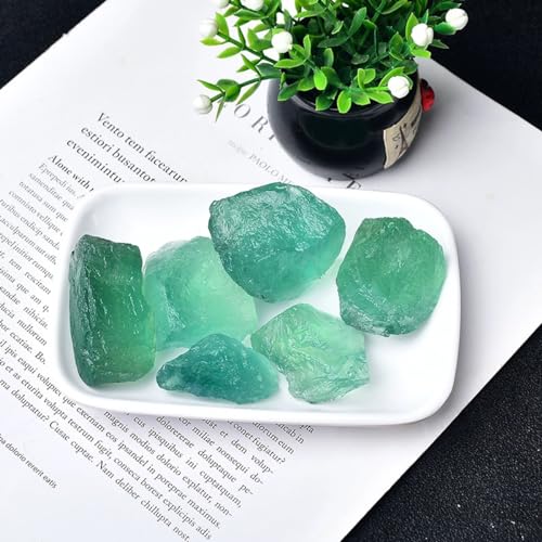 Erliway 1 Pc 0.15-0.22 lb Green Fluorite Raw Stone for Tumbling, 2-3''
