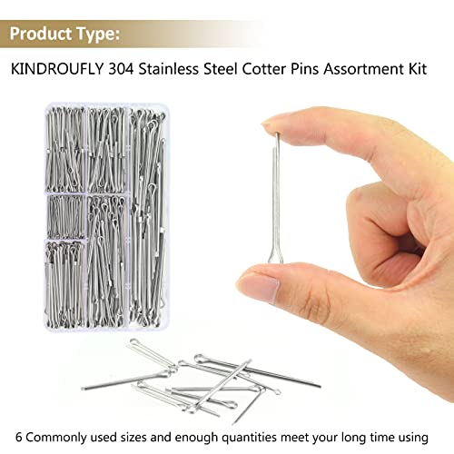 Kindroufly 360-piece cotter pins assortment kit with 6 sizes, 304 stainless steel pins in organizer case