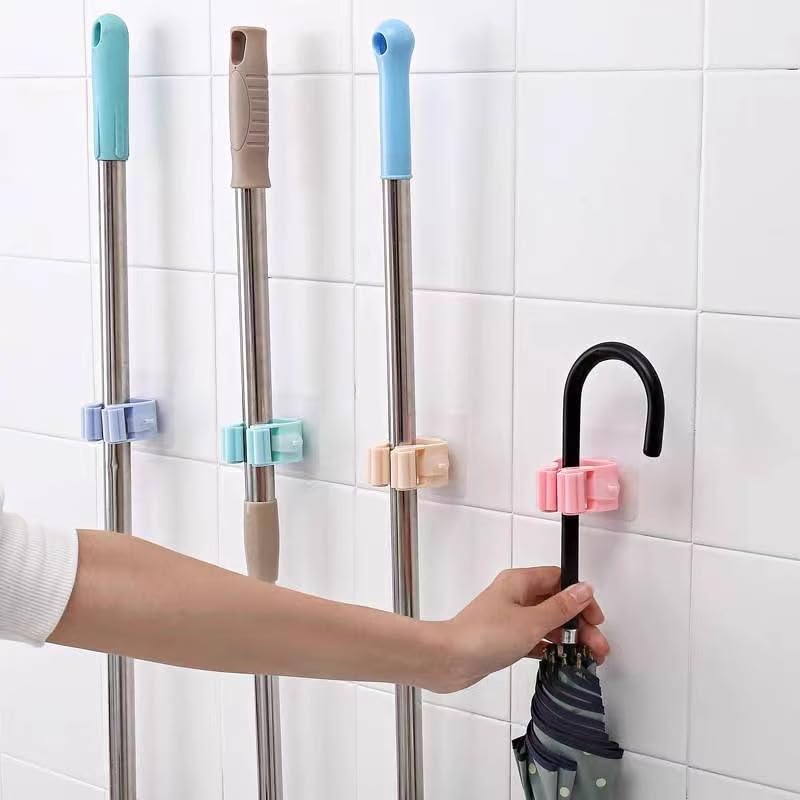 Broom Holder Wall Broom Holder Broom Holder Tool Holder Garden Tool Holder Stainless Steel Wall Mount for Mop, Broom, Shovel, Tools, Pack of 6 Plastic