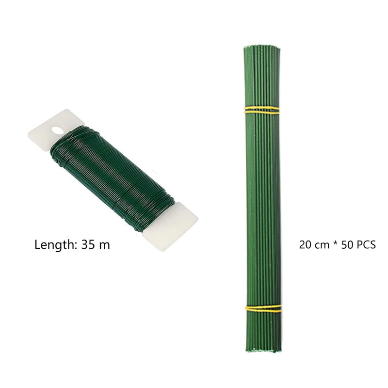 Juland 9 Rolls Floral Tape, 30 Yards Each in White/Dark Green/Kakhi, with Stem Wires, Pins & Thread for DIY Silk Flower Arranging