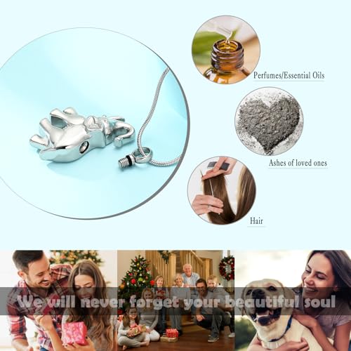 Hearbeingt Elephant Urn Necklaces for Ashes Memorial Cremation Jewelry A-Silver