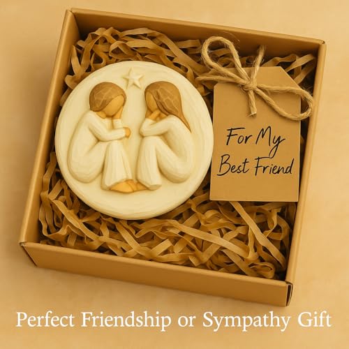 GoGnome Forever Friends Resin Keepsake Box – Hand-Painted Friendship Gift Box with Two Angel Figures, 3” x 2”H – Sentimental Gift for Women, Best Friends, Birthday, or Sympathy (Friendship)