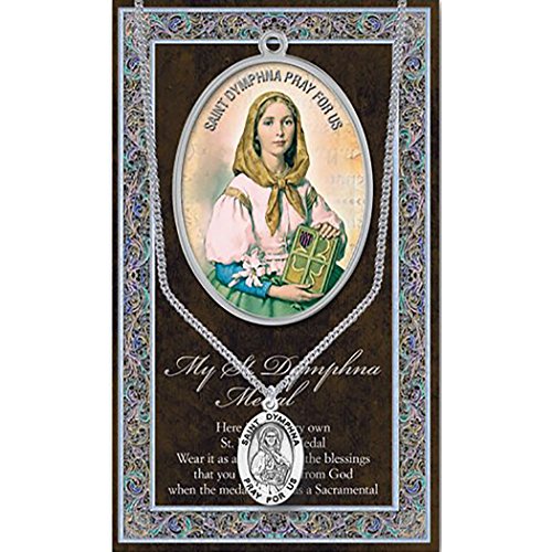 Rosemarie Collections Saint Pendant Necklace and 2 Religious Pocket Tokens St Dymphna