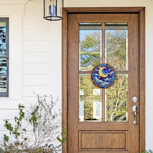 Moon Suncatcher Stained Glass Window Front Door Sign Moon