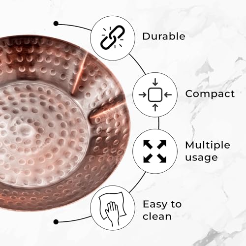 Copper Spoon Rest for Stove Top - Hammered Copper Utensil Holder & Kitchen Accessories - Farmhouse Rustic Utensil Holder for Countertop - Act as Coffee Bean Tray, Jewelry Dish