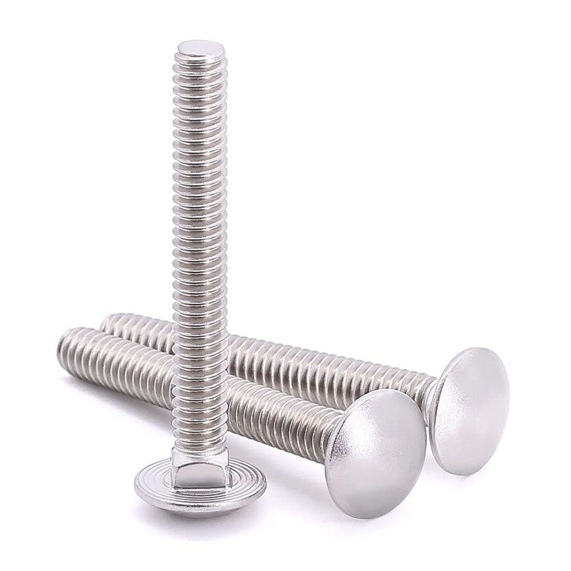 M6-1.0 x 50mm (10 Sets) Carriage Bolt DIN603 with Hex Nut DIN934, Full Coarse Thread, 304 Stainless Steel 18-8, Round Head Square Neck Screws Coach Bolt M6-1.0 x 50mm 10