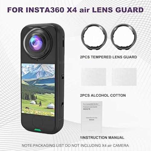 Insta 360 X4 Air Premium Lens Guards, Tempering Glass Lens Protector Cover for Insta360 X4 Air Accessorie (Optical Glass)