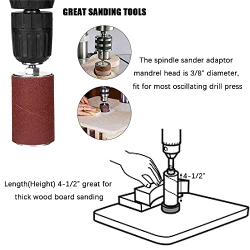 Spindle Sander Adapter 4-1/2" x 1/2" with Rubber Sanding Drum Kit OD 3/4", 1", 1-1/2" and Sandpaper Sleeves Grit # 80,120 - S/16