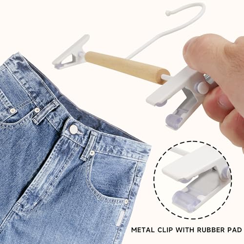 Wire Pants Hangers with Adjustable Clips, White, 12-Pack
