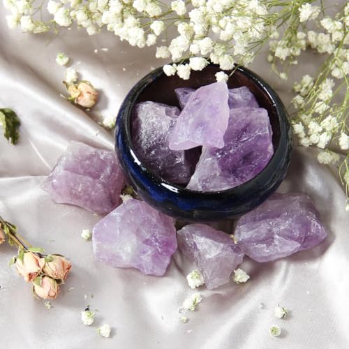 1.1lb Bulk Raw Amethyst Rough Stones-Natural Amethyst Raw Crystals