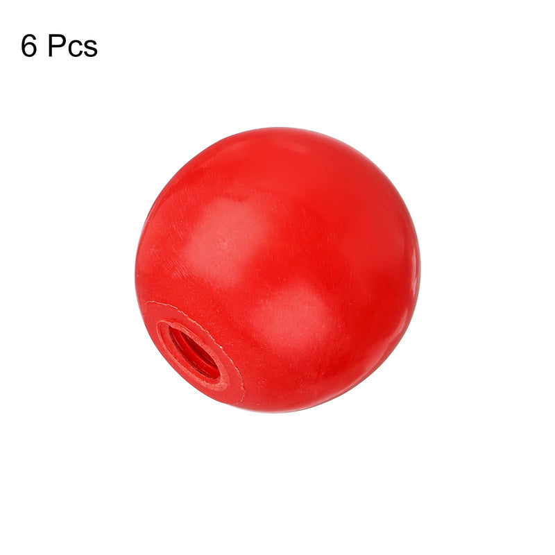 [Australia - AusPower] - 6Pcs Threaded Ball Knobs, M8 Female Thread Thermoset Ball Knob 1.18" Dia Red Round Operation Ball Handles with Thread Iron Insert for Machine Handle Tool Replacement 