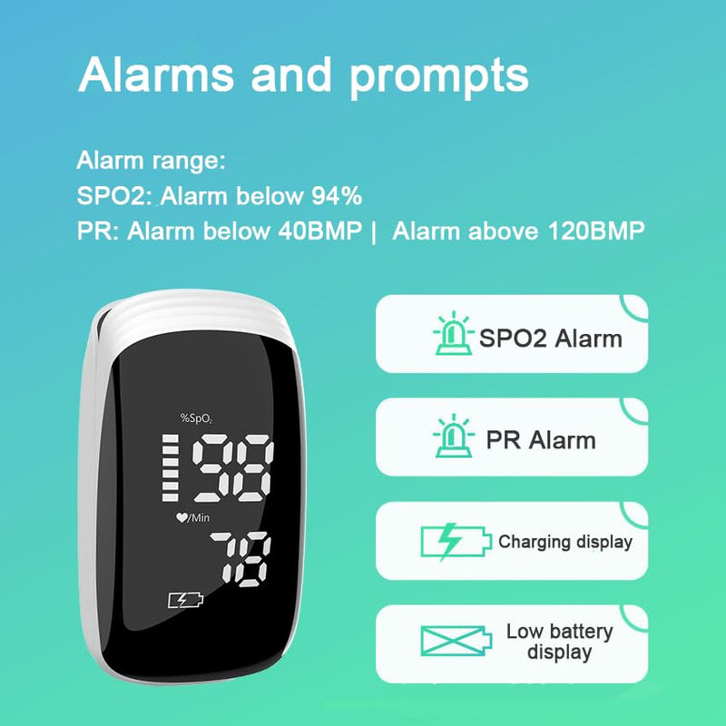 [Australia - AusPower] - Pulse Oximeter Fingertip, Pulse Oximeter with Rechargeable, Oxygen Meter Finger Pulse Oximeter, Fingertip Blood Oxygen Saturation Monitor Rechargeable, Accurate Fast SpO2 Reading for Sports (White) 