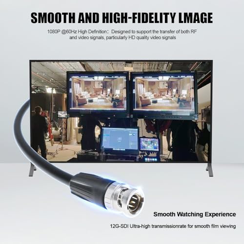 Alvin's Cables 12G HD SDI BNC to BNC Male Video Coaxial Cable for 4K Video Camera 1M 1m/3.3ft Black