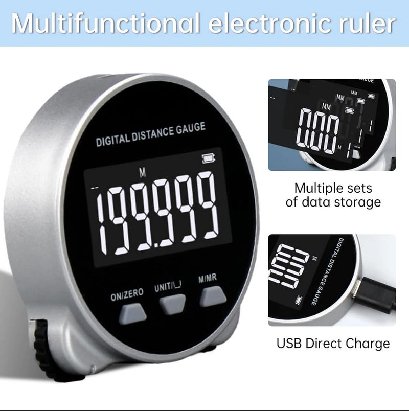 Long Distance Digital Ruler, Electronic Digital Tape Measure, Digital Display Roller Ruler, 199,999 m, Semiconductor, Microprocessor, Electronic Rolling Ruler for Measurements