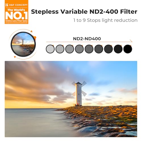 K&F CONCEPT 52mm Ultra-Low Reflectivity Variable ND2-400 ND Lens Filter