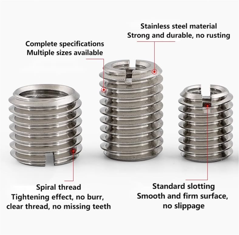 [Australia - AusPower] - 10 Pieces Threaded Insert Reducing Nut, M8 X 1.25 Female Thread and M12 X 1.75 15mm Male Thread Stainless Steel Repair Insert Nut Thread Nut Conversion Kit M8*1.25-m12*1.75 Length:15mm 