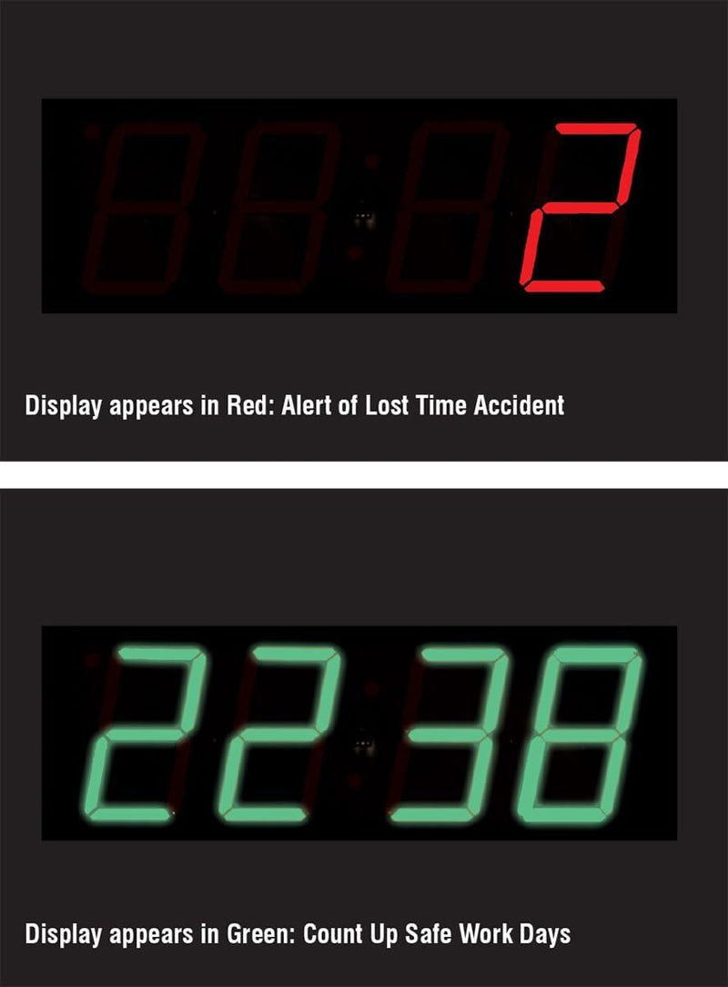 Accuform SCK115 Aluminum Digi-Day Electronic Scoreboard, "ON THE JOB SAFETY BEGINS HERE - WE HAVE WORKED #### DAYS WITHOUT A LOST TIME ACCIDENT - ACCIDENTS ARE AVOIDABLE"