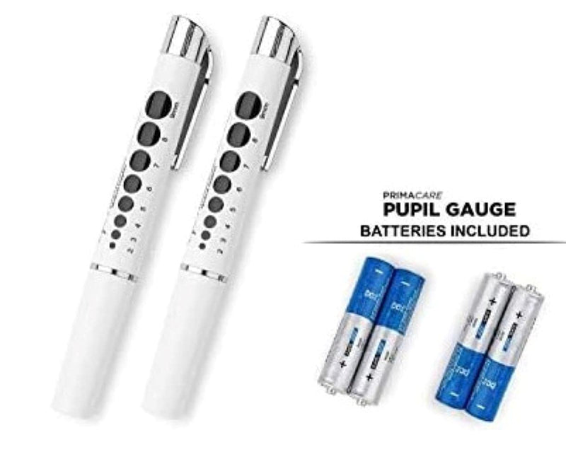 [Australia - AusPower] - PrimaCare DL-9325-2 LED Diagnostic Reusable and Lightweight Medical Pen Light for Nurse, Student, Doctors EMT, Batteries Included, White, Pack of 2 