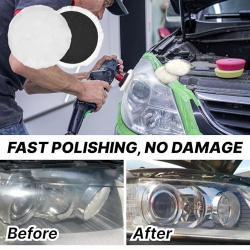 Pack of 6 Polishing Pads 125 mm Wool Polishing Attachment for Random Orbital Sander and Angle Grinder, Polishing Disc 125 mm for Car, Furniture, Metal & Plastic, Polishing Attachment Cordless