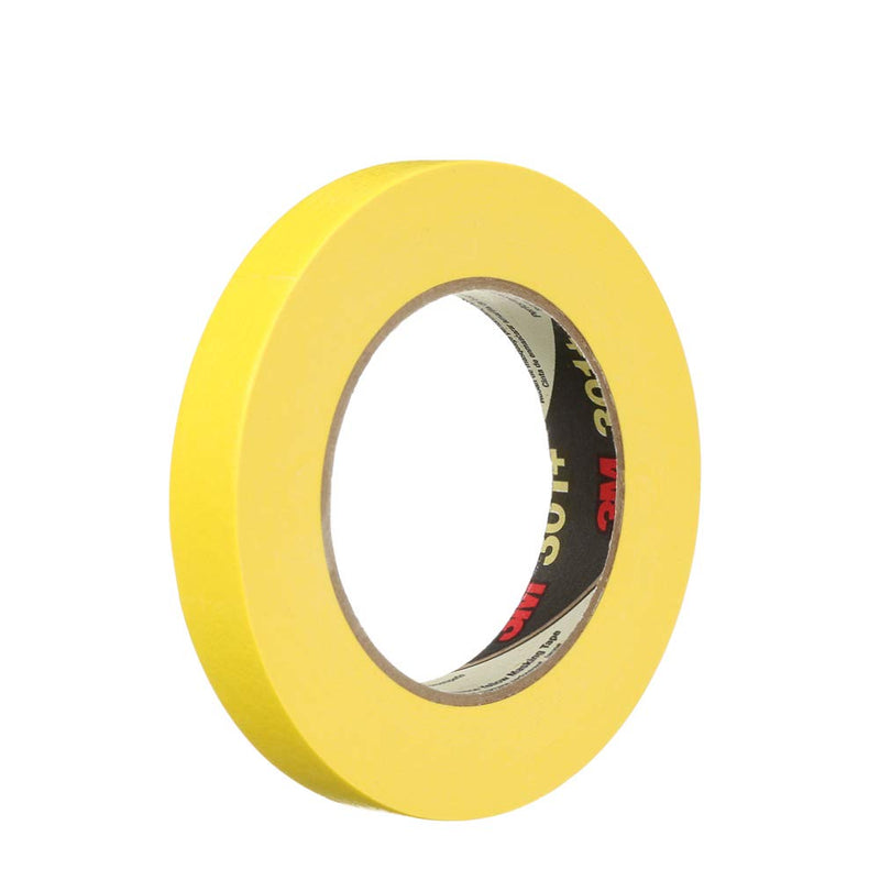 3M 301+ High Performance Masking Tape, Yellow, 18 mm x 55 m - High Performance Holding and Masking Tape for Automotive, Specialty Vehicle and Industrial Markets (Pack of 1) 55 Meters 0.70 Inches