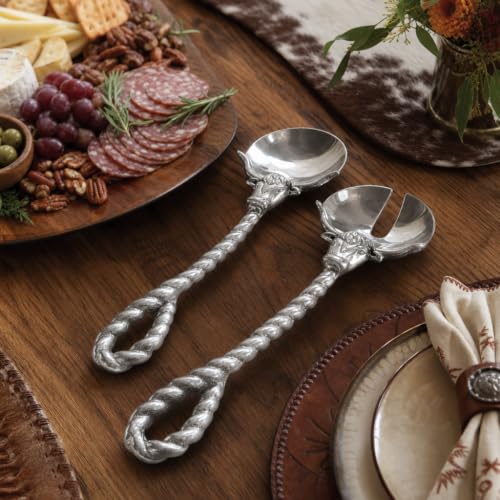 Arthur Court Longhorn Serving Set - Premium Aluminum Figural Spoon - Western Decor - 12 Inch
