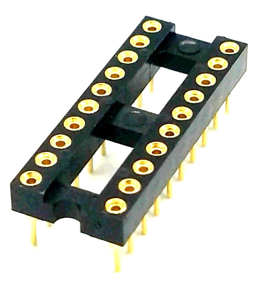 Gold-Plated 20 pcs DIP-20 pins IC Round Hole Socket Adaptor 2.54mm Pitch 7.6 Row Pitch 2 Row 20 Round Pins Soldering