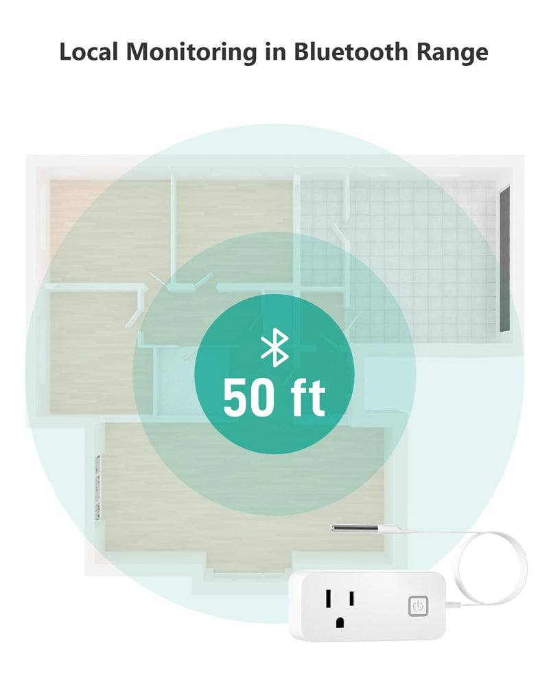 [Australia - AusPower] - MOCREO Temperature Controller Reptile Thermostat Outlet, Bluetooth Temp Control Plug with Alarm for Terrarium Heat Mat Heating Pad, Greenhouse, Homebrew Fermenter, 100~240V 10A 1100W White 