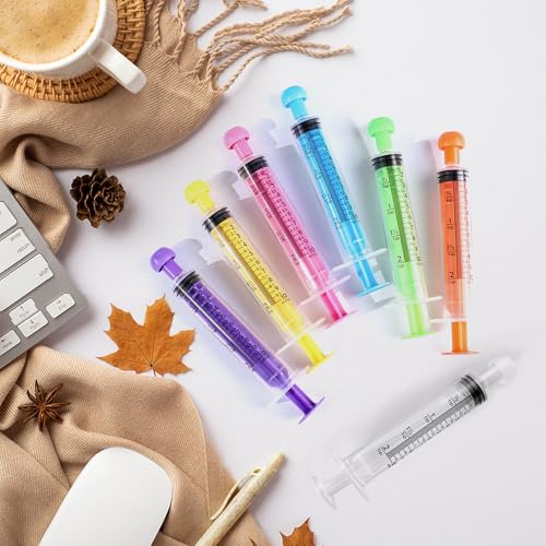 10 ml Reusable Plastic Syringes, Pack of 14 with Cap, 7 Colours | Individually packed and without needle, suitable for colostrum, liquids, clean dosage, crafts and animal feeding