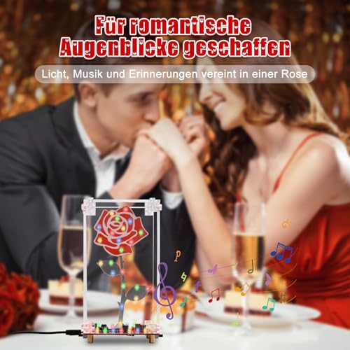 DIY Rose Flowers LED Soldering Kit with Acrylic Housing | Colorful Flashing Lights & Integrated Music, Mains Powered Electronics Kit, Mother's Day Gift Idea
