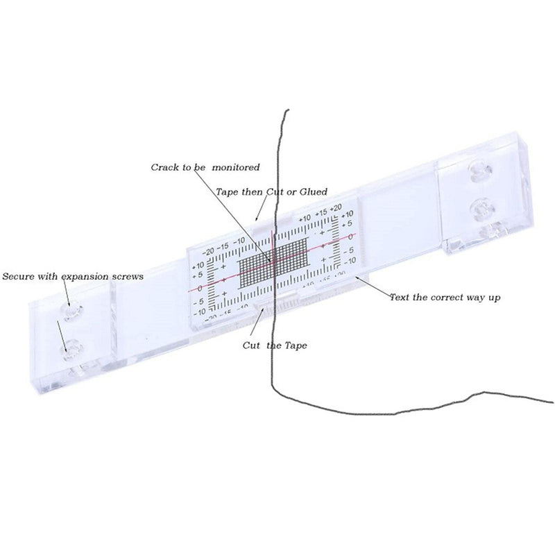 Crack Monitor Set, Acrylic Crack Monitoring Data Set, Crack Gauge Monitoring Device, Precise Gap Ruler for Detection of Wall Deformations and Cracks Pack of 4
