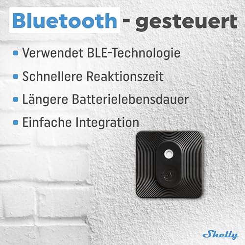 Shelly Blu H&T Black Bluetooth Controlled Temperature and Humidity Sensor Splash-proof and Dustproof Protection Class IP54 iOS Android App Gateway Required