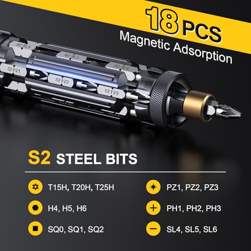 Jorest 19-in-1 multibit screwdriver in black and gold for portable home repairs