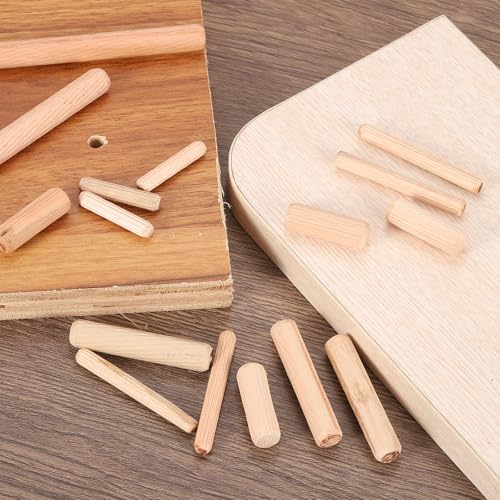 uxcell 100-piece fluted wooden dowel pins, 1/2 x 3-1/8 inch, beveled ends for furniture and DIY crafts
