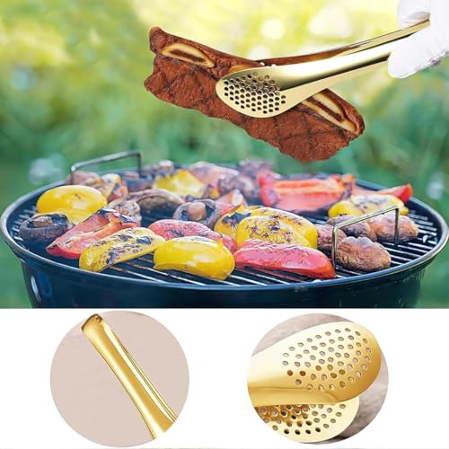 11PCS Stainless Steel Serving Utensils Set Large Slotted Spoons Food Tongs Serving Spoons Forks Multi-Purpose Gold Flatware for Buffet Dinner Party Catering Kitchen Entertaining (Gold)