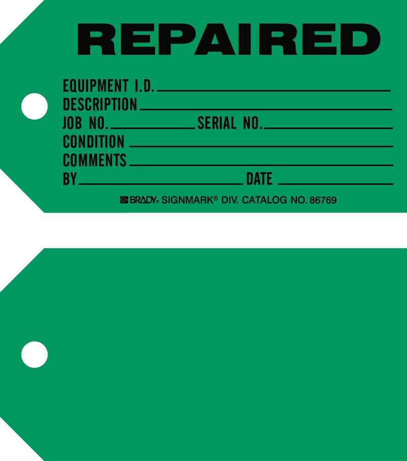 Brady 86778 3" Height x 5 3/4" Width, Cardstock (B-853), Black on Green Production Status Tags (100 Tags)
