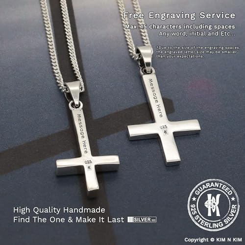 925 Sterling Silver Inverted Cross Necklace for Men – Saint Peter Petrine Cross Pendant – Gothic Christian Jewellery – Handmade & Personalised Gift Option-KIMNKIM Q19-1/D1,Q19-2/D2 Design 1