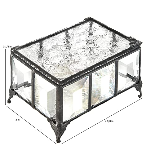 Decorative glass jewelry keepsake box by J Devlin Glass Art with intricate design, perfect for storing jewelry and small trinkets.