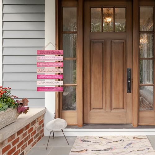 Christian Wall Art,Wood Bible Verse Hanging Sign Home Decor PINK