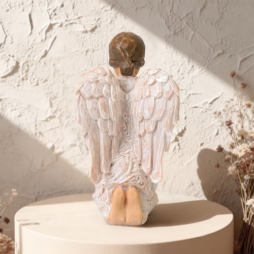 Praying Angel Figurines, Baptism Gift for Girls, Hand-Painted Resin Statue