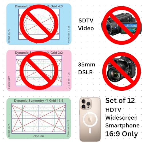 16:9 Directors Viewfinder Set, 12 Layouts, 12 Cards Set - Full 16:9 Only
