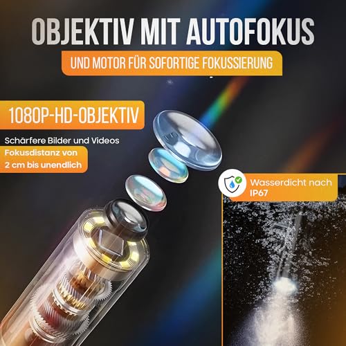 Valuefind Auto Focus Endoscope Wide Angle Camera 2MP 8 Adjustable LEDs Integrated 4.3 Inch HD Screen for Performing Your Industrial Inspections Home or Mechanics