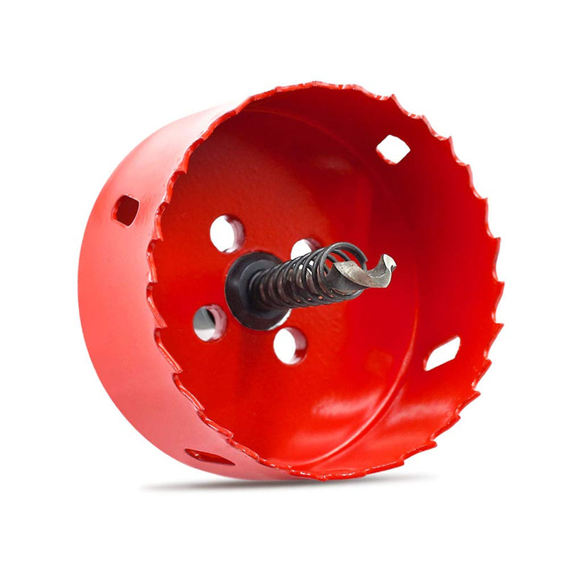 [Australia - AusPower] - 75mm/2.95 inch Hole Saw Bi-Metal Saw Drilling Tool with Twist Drill Bit & L Hex Wrench for Cornhole Boards Wood Plasterboard Plywood Plastic 75mm / 2.95" Red 