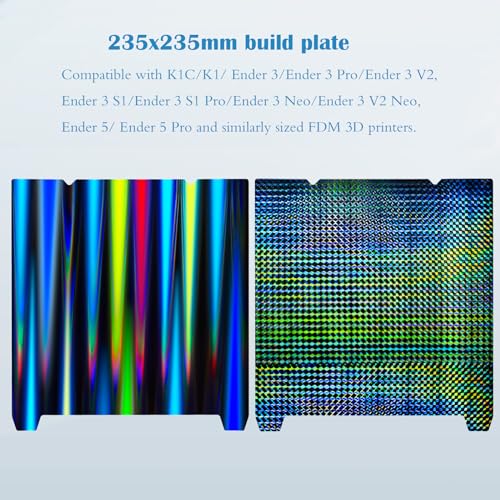 H1H Build Plate for Creality K1 K1C, 235x235mm 3D Printer Bed Platforms for Ender 3 S1/Ender 3 S1 Pro/Ender 5 S1/Ender 3 V3 KE/Ender 3 V3 SE, Spring Steel Print Bed Without Magnetic Base HlH (Light Beam + Phantom)