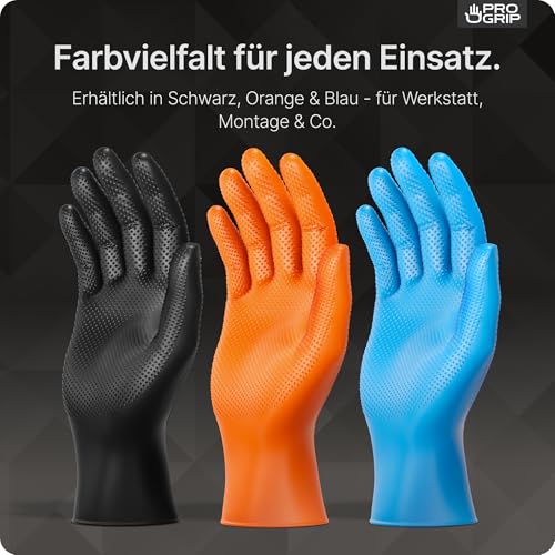 Progrip Disposable Gloves Diamond Grip Blue Nitrile Gloves L Pack of 50 | Disposable gloves, extra strong, gloves, disposable grippy, latex-free work gloves for workshop and assembly, M, L, XL, XXL