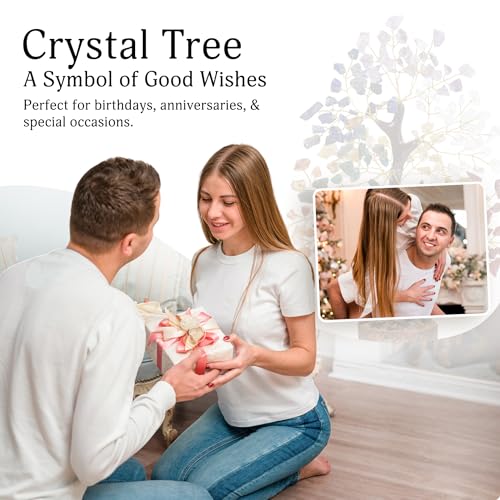 YATSKIA 7 Chakra Tree of Life - Crystal Tree for Positive Energy, Feng Shui Home Decor, Wire Bonsai, Crystal Decor - Spiritual Gift, Meditation #2 Chakra Tree (Silver Wire)